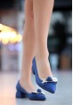 Nell Mavi Cilt Topuklu Ayakkabı