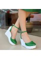 Leone Yeşil Rugan Dolgu Topuk Ayakkabı