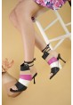 Miwa Siyah Cilt Renkli Topuklu Ayakkabı