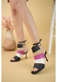 Miwa Siyah Cilt Renkli Topuklu Ayakkabı