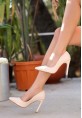 Hillar Bej Cilt Stiletto Ayakkabı