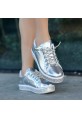 Vasie Gümüş Cilt Bağcıklı Spor Ayakkabı